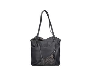 Shopper RIEKER, Damen, Gr. B/H/T: 31cm x 28cm x 9cm, schwarz, leo, Lederimitat, Taschen Shopper, Umhängetasche, Schultertasche, auch als Rucksack tragbar (16918934-0) schwarz, leo