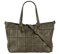 Shopper SAMANTHA LOOK, Damen, Gr. B/H/T: 48cm x 30cm x 13cm onesize, grün, Leder, leicht glänzend, unifarben, Taschen Shopper, echt Leder, Made in Italy (63294942-0) grün