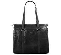 Spikes & Sparrow - Schultertasche Leder 40 cm Laptopfach Umhängetaschen Schwarz Damen