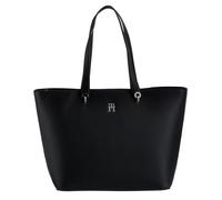 Shopper TOMMY HILFIGER "TH EMBLEM TOTE", Damen, Gr. B/H/T: 48cm x 30cm x 14cm, schwarz (bds schwarz), Polyurethan, Strukturmuster, unifarben, Taschen Shopper, mit TH-Emblem vorne (85313922-0) bds schw