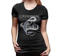 Short Sleeve Shirt Summer Basic Casual Tops Loose Whitesnake Women's T-Shirt Black XL