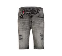 Shorts 2Y PREMIUM "2Y Premium Victor Ripped Slim Fit Shorts", Herren, Gr. 38, Normalgrößen, washed grau, 97% Baumwolle, 3% Elasthan, unifarben, slim fit, Hosen Shorts (52213964-38) washed grau