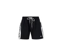 Shorts ALPHA INDUSTRIES "Printed Stripe Swim Short", Herren, Gr. XS, Normalgrößen, schwarz-weiß (schwarz, weiß), Obermaterial: 100% Polyester, Futter: 100% Polyester, Hosen Shorts (93671228-XS)