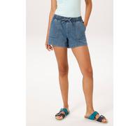 Shorts ANISTON CASUAL, Damen, Gr. 34, N-Gr, blau (blau denim), Denim/Jeans, Obermaterial: 81% Baumwolle, 17% Polyester, 2% Elasthan, Abriebeffekte, used, lässig geschnitten kurz, Hosen Shorts, in tren