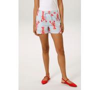 Shorts ANISTON CASUAL, Damen, Gr. 38, N-Gr, weiß, hellblau, rot, rosa, Web, Obermaterial: 100% Baumwolle, bedruckt, gestreift, lässig geschnitten kurz, Hosen Shorts, gestreift und mit Krebsen bedruckt