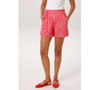 Shorts ANISTON CASUAL, Damen, Gr. 40, N-Gr, rot, rosa, weiß, Web, Obermaterial: 100% Baumwolle, bedruckt, gestreift, figurumspielend kurz, Hosen Shorts, im trendfarbenen Streifen-Dessin - NEUE KOLLEKT