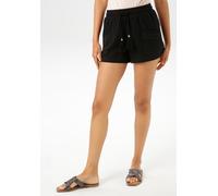 Shorts ANISTON CASUAL, Damen, Gr. 46, N-Gr, schwarz, Web, Obermaterial: 100% Baumwolle, Strukturmuster, unifarben, figurumspielend kurz, Hosen Shorts, mit Häkel-Applikationen verziert (86125060-46)