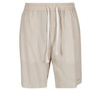 Shorts ANOTHER COTTON LAB "Another Cotton Lab Logo Stitched Linen Shorts", Damen, Gr. L, US-Größen, beige, 55% Leinen, 45% Baumwolle, unifarben, normal, Hosen Shorts (19393165-L) beige