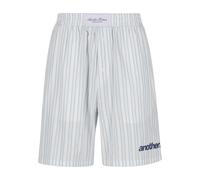 Shorts ANOTHER COTTON LAB "Another Cotton Lab Oversized Striped Short Pants", Herren, Gr. L, US-Größen, weiß (blau), 100% Baumwolle, gestreift, oversize, Hosen Shorts (48516232-L) blau