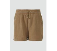 Shorts QS, Damen, Gr. 40, N-Gr, grün, Web, Obermaterial: 100% Baumwolle, unifarben, casual, bequem extrakurz, Hosen, im Crinkle-Look und mit Bindeband (37576327-40) grün