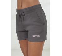 Shorts BENCH. LOUNGEWEAR, Damen, Gr. 32/34, N-Gr, grau (stone), Interlock, Obermaterial: 60% Baumwolle, 40% Polyester, bestickt, unifarben, Basic, bequem kurz, Hosen Shorts, mit Logodruck und Stickere