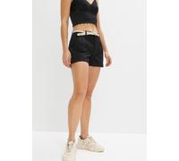 Shorts BONPRIX, Damen, Gr. 38, N-Gr, schwarz, Obermaterial: 98% Baumwolle, 2% Elasthan, regular fit, Hosen Shorts, aus Baumwolle und Elasthan, Regular Fit, mit umgeschlagenem Saum (16872543-38) schwar