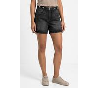 Shorts BONPRIX, Damen, Gr. 40, N-Gr, schwarz (schwarz denim used (länge: regulär)), Obermaterial: 100% Baumwolle, loose fit, Hosen Shorts, Loose Fit, aus Baumwolle, mit vorverlegter Naht (28586041-40)