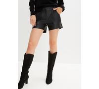 Shorts BONPRIX, Damen, Gr. 42, N-Gr, schwarz, Obermaterial: 100% Polyester, regular fit, Hosen Shorts, aus Lederimitat, aus Polyester, Regular Fit, kurze Form (86437125-42) schwarz