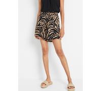 Shorts BONPRIX, Damen, Gr. 44/46 (L), N-Gr, schwarz (schwarz, latte macchiato zebra bedruckt), Obermaterial: 95% Viskose, 5% Elasthan, loose fit, Hosen Shorts, mit Bequembund, Loose Fit, aus Viskose (