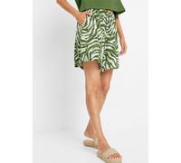 Shorts BONPRIX, Damen, Gr. 52/54 (XXL), N-Gr, forstgrün, wollweiß zebra bedruckt, Obermaterial: 95% Viskose, 5% Elasthan, loose fit, Hosen Shorts, mit Bequembund, Loose Fit, aus Viskose (11734644-52)