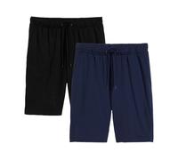 Shorts BONPRIX, Herren, Gr. 48/50, N-Gr, dunkelblau, schwarz, Web, Obermaterial: 60% Baumwolle, 40% Polyester, regular fit, Hosen Shorts, aus Baumwolle und Polyester, Regular Fit, leichte Qualität (34