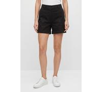 Shorts BOSS ORANGE "Tanessa Premium Damenmode", Damen, Gr. 34, N-Gr, schwarz 001, Web, Obermaterial: 98% Baumwolle, 2% Elasthan, unifarben, gerade kurz, Hosen Shorts, mit umgeschlagenem Saum, Baumwoll