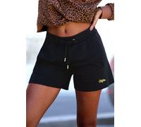 Shorts BUFFALO, Damen, Gr. 36/38, N-Gr, schwarz, Sweatware, Obermaterial: 60% Baumwolle, 40% Polyester, unifarben, bequem kurz, Hosen Shorts, mit aufwendiger Logostickerei (16995728-36) schwarz
