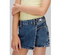 Shorts CALVIN KLEIN JEANS "DENIM WRAP SKORT", Mädchen, Gr. 14 (164), N-Gr, blau (beckford wash), Denim/Jeans, Obermaterial: 100% Baumwolle, unifarben, regular fit kurz, Hosen Shorts, Regular fit für K