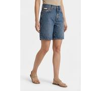 Shorts CALVIN KLEIN JEANS "HI RISE A-LINE SHORT BLUE CAROLI", Damen, Gr. 30, N-Gr, blau caroline, Denim/Jeans, Obermaterial: 100% Baumwolle, unifarben, loose fit kniefrei, Hosen Shorts, High Rise, rei