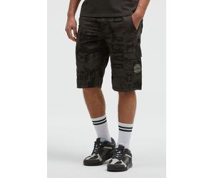 Shorts CAMP DAVID, Herren, Gr. L, Normalgrößen, schwarz wood, Rippware, Material: 100% Baumwolle, bedruckt, regular fit knielang, Hosen Shorts, mit All Over Print (41687929-L) schwarz wood