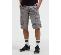 Shorts CAMP DAVID, Herren, Gr. S, Normalgrößen, grau blau, Popeline, Material: 100% Baumwolle, bedruckt, regular fit knielang, Hosen Shorts, aus Baumwolle (44422824-S) grau blau