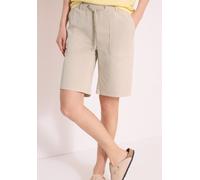 Cecil Damen Mid Waist Straight Leg Shorts im Casual Fit in Beige, Gr: L