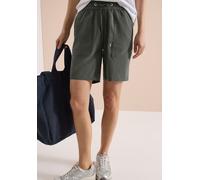 Shorts CECIL "Style Chelsea", Damen, Gr. XXL (46), N-Gr, clear khaki, Web, Obermaterial: 66% Baumwolle, 30% Polyester, 4% Elasthan, unifarben, loose fit kniefrei, Hosen Shorts, Sommer-Shorts mit elats