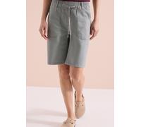 Cecil Damen Mid Waist Straight Leg Shorts im Casual Fit in Grau, Gr: XXL