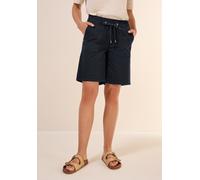 Shorts CECIL "Style Tracey", Damen, Gr. XS (36), N-Gr, blau (universal blau), Web, Obermaterial: 98% Baumwolle, 2% Elasthan, unifarben, regular fit kniefrei, Hosen Shorts, Sommerhose mit elastischem B