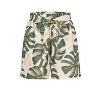 Shorts CLOUD 5IVE "CLOUD 5IVE Paperbag Shorts with tie belt and palm print", Damen, Gr. L, US-Größen, grün, beige, 95% Polyester, 5% Elasthan, normal, Hosen Shorts (10595533-L) grün, beige