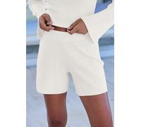 Shorts COPENHAGEN STUDIOS, Damen, Gr. 48/50, N-Gr, creme, Rippstrick, Obermaterial: 50% Viskose, 28% Polyester, 22% Nylon, unifarben, bequem ca. Mitte Oberschenkel, Hosen Shorts, aus hochwertigem Ripp