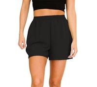 Shorts Damen Baggy Kurze Hose Damen Sommer Beach Bermuda Shorts Freizeit Kurze Hosen Damen Musselin Kurze Hose Mode Lässige Stoffhose Shorts Elastische Taille Jogginghose Sporthose Damen Kurz Weite