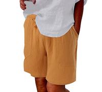 Shorts Damen Sommer Baumwolle Elastisch High Waist Kurze Hosen Causal Rüschen Strandshorts Einfarbig Freizeit Gym Fitness Sporthose Jogginghose Rote Shorts Damen