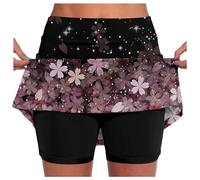 Shorts Damen Sommer elegant, Damen Rock Mit Hose Drunter - Laufrock Stretch Gerades Bein 2 In 1 Outdoor Minirock Kurz Dehnbar Laufenrock Minirock Leicht Skort Beach Lila L