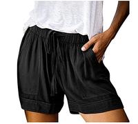 Shorts Damen Sommer - Kurze Hose Damen High Waist Weite Shorts Kurzgröße mit Gummizug Drawstring Leicht Luftige Lässig Sport mit Taschen Große Größen Damenshorts für Frauen Teenager Mädchen