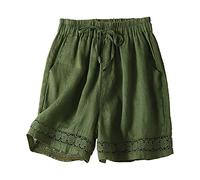 Shorts Damen Sommer Leinen Kurze Hose Lockere Freizeithose Leinen Baumwolle Mit Taschen Hoher Taille Gerades Bein Sport Sommer Lose Radlerhose Große Größen Biker Shorts Damen