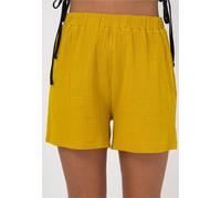 Shorts FRESHLIONS "Zara", Damen, Gr. M, EURO-Größen, gelb (senf), 100% Baumwolle, unifarben, kurz, Hosen Shorts, im einfarbigen Design (19277714-M) senf
