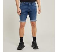 Shorts G-STAR "3301 Slim 1/2", Herren, Gr. 32, N-Gr, blau (medium aged), Denim/Jeans, Obermaterial: 92% Baumwolle, 7% Elastomultiester, 1% Elasthan, schmal kniefrei, Hosen Shorts (56840804-32) medium 