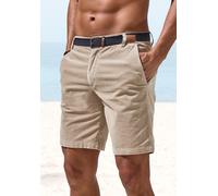 Shorts H.I.S "Bermuda, Cordhose", Herren, Gr. 32, N-Gr, beige, Cord, Obermaterial: 98% Baumwolle, 2% Elasthan, unifarben, regular fit kurz, Hosen Shorts, aus elastischer Cord-Qualität (14772439-32) be