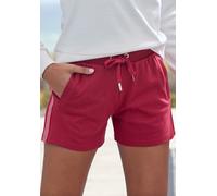 Shorts H.I.S, Damen, Gr. 32/34, N-Gr, rot, Interlock, Obermaterial: 60% Baumwolle, 40% Polyester, unifarben, Basic, bequem kurz, Hosen, mit seitlichen Streifen, Loungewear (93190258-32) rot