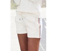 Shorts H.I.S, Damen, Gr. 36/38, N-Gr, beige (ecru), Interlock, Obermaterial: 60% Baumwolle, 40% Polyester, unifarben, Basic, bequem kurz, Hosen Shorts, mit seitlichen Streifen, Loungewear (31532549-36