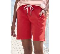 Shorts H.I.S, Damen, Gr. 36/38, N-Gr, rot, Sweatware, Obermaterial: 60% Baumwolle, 40% Polyester, unifarben, casual, Basic kniefrei, Hosen, mit Kordelzug und Stickerei, Loungewear (70961254-36) rot