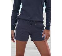 Shorts H.I.S, Damen, Gr. 40/42, N-Gr, blau (marine), Interlock, Obermaterial: 60% Baumwolle, 40% Polyester, unifarben, Basic, bequem kurz, Hosen, mit seitlichen Streifen, Loungewear (29374661-40) mari