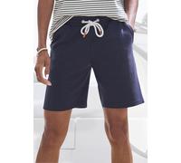 Shorts H.I.S, Damen, Gr. 48/50, N-Gr, blau (marine), Sweatware, Obermaterial: 60% Baumwolle, 40% Polyester, unifarben, casual, Basic kniefrei, Hosen, mit Kordelzug und Stickerei, Loungewear (52024618-