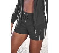 Shorts H.I.S, Damen, Gr. 52/54, N-Gr, blau (marine), Interlock, Obermaterial: 60% Baumwolle, 40% Polyester, unifarben, Basic, bequem ca. Mitte Oberschenkel, Hosen, mit Piping an der Seite (61834436-52