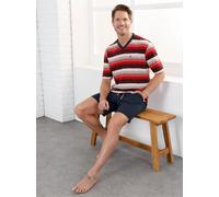 Shorts HAJO, Herren, Gr. 52/54, Normalgrößen, bunt (marine, rot, geringelt), 62% Baumwolle, 38% Polyester, gemustert, gestreift, mehrfarbig, unifarben, Hosen Shorts (92907169-52) marine, rot, geringel