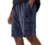 Shorts Herren Vintage Outdoor Sommershorts Freizeit Strand Shorts Sommer Atmungsaktiv Sportshorts Modisch Sport Trainingsshorts Stretch Elastische Taille Freizeithose Hosen mit Taschen（Blau,XXL)