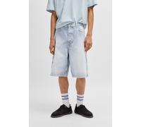 Shorts HUGO BLUE "Aman", Herren, Gr. 32, N-Gr, blau (bright blau439), Denim/Jeans, Obermaterial: 100% Baumwolle, gestreift, unifarben, relaxed fit knieumspielend, Hosen, mit kontrastfarbenen Details (